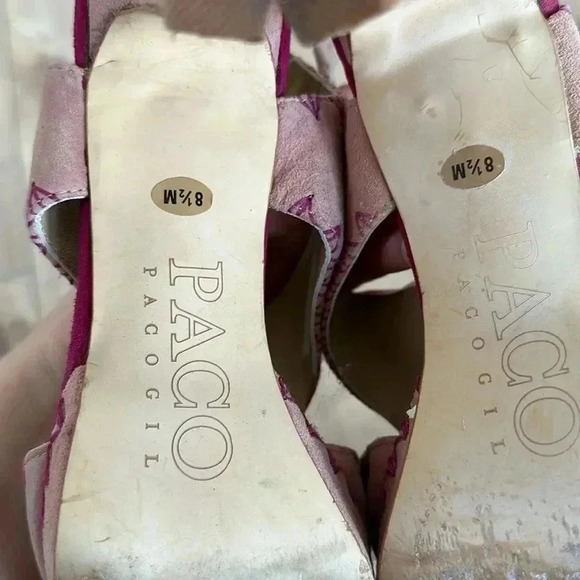 Paco Gil Pink Suede Leather Heels Sz 8.5 - Picture 6 of 9